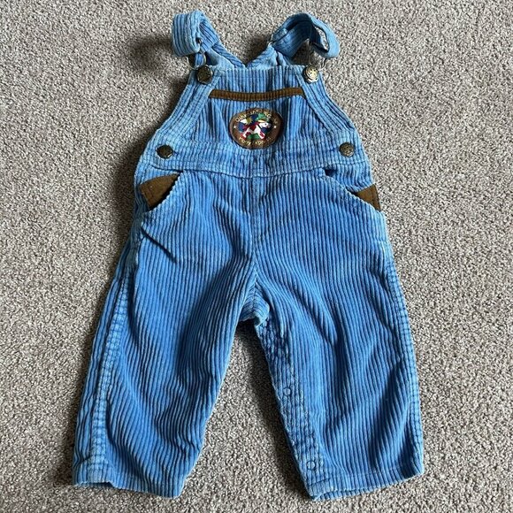 Vintage 90s OshKosh B’gosh Pony Express Blue Corduroy Overalls Vestbak 6/9M